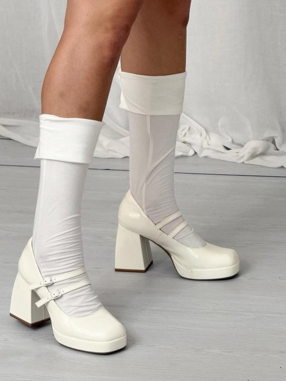 ✿ Fold Over Knee High Socks •